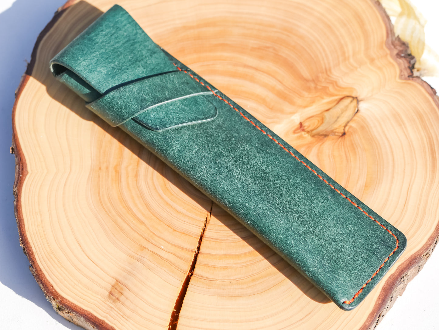 Pochette à stylo en cuir végétal, faite main