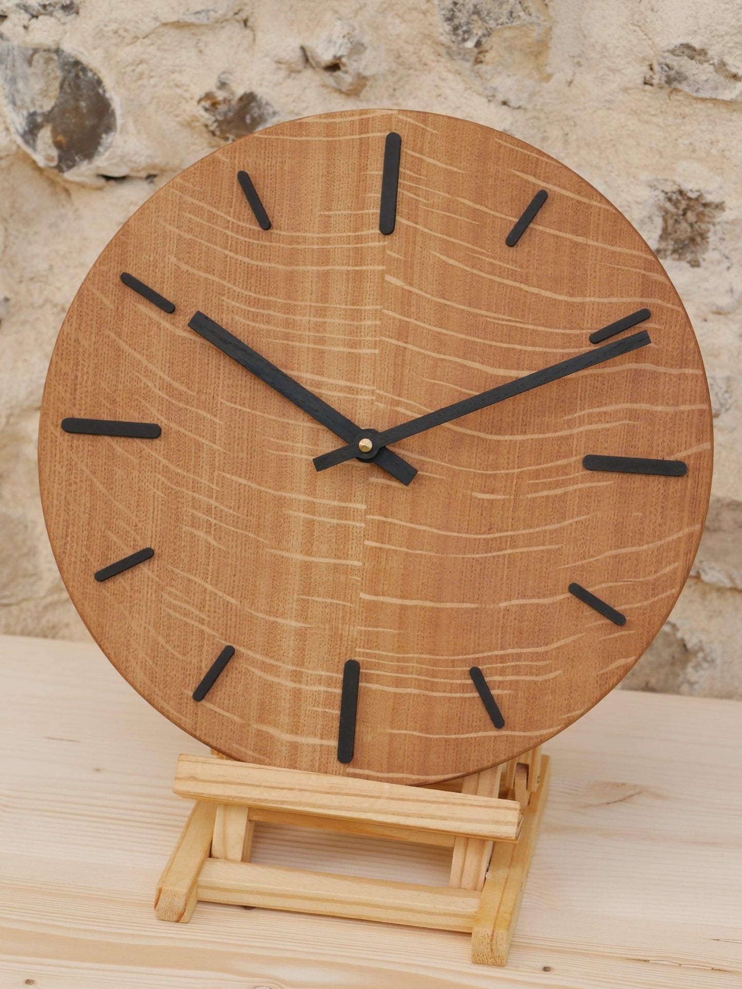 Horloge Chêne Massif - Style Bâtons - Bois Création
