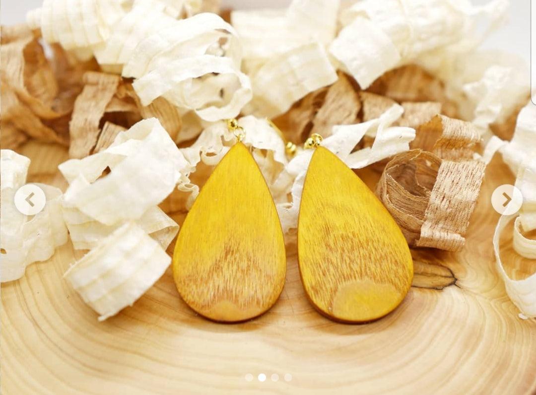 Boucles d'oreilles gouttes en bois, Larmes du Sahara