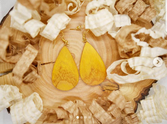 Boucles d'oreilles gouttes en bois, Larmes du Sahara (vue 2)